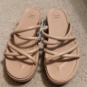 A New Day Women's Cream Strappy Sandals